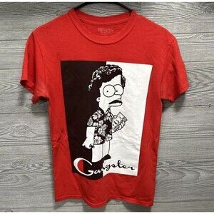 Bart Simpson Gangster Parody Graphic T Shirt Mens Small Vintage The Simpsons Red
